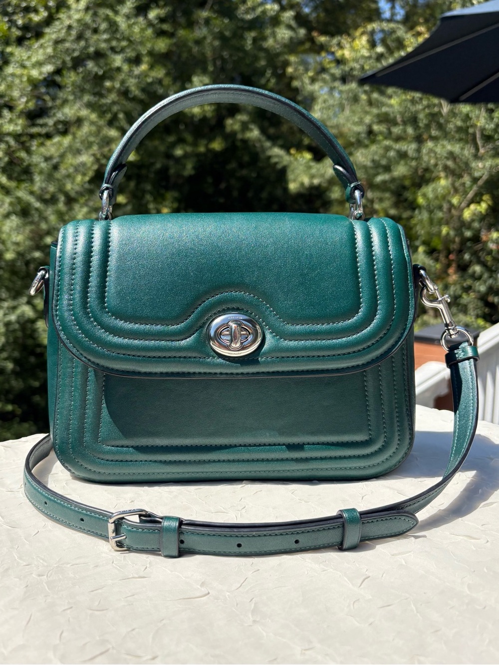 COACH Marlie Satchel With Border Quilting In Ivy C6800